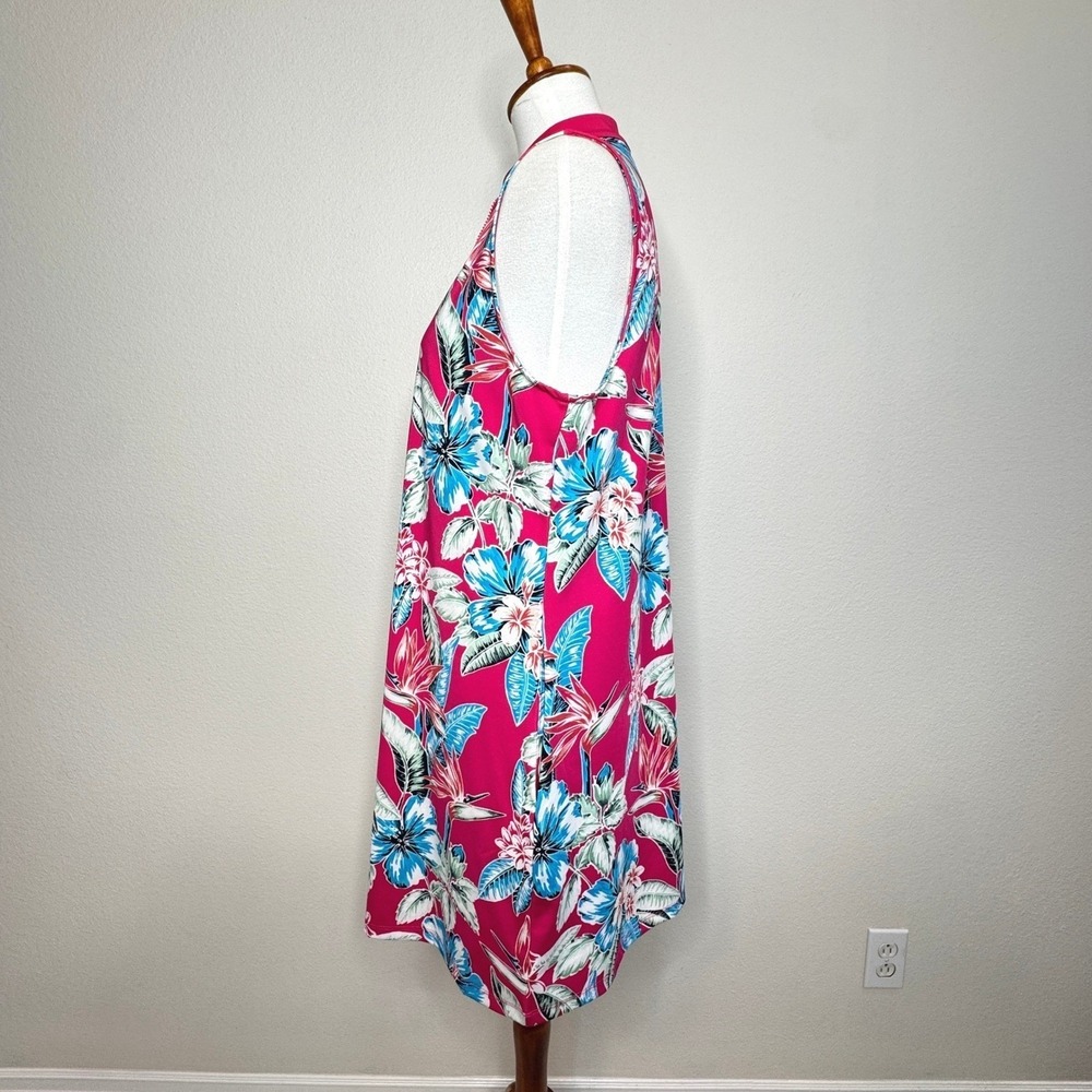 Tommy Bahama Golf Dress XL Tropical Floral Pink Zip Sleeveless Stretch Pockets - Picture 5 of 9